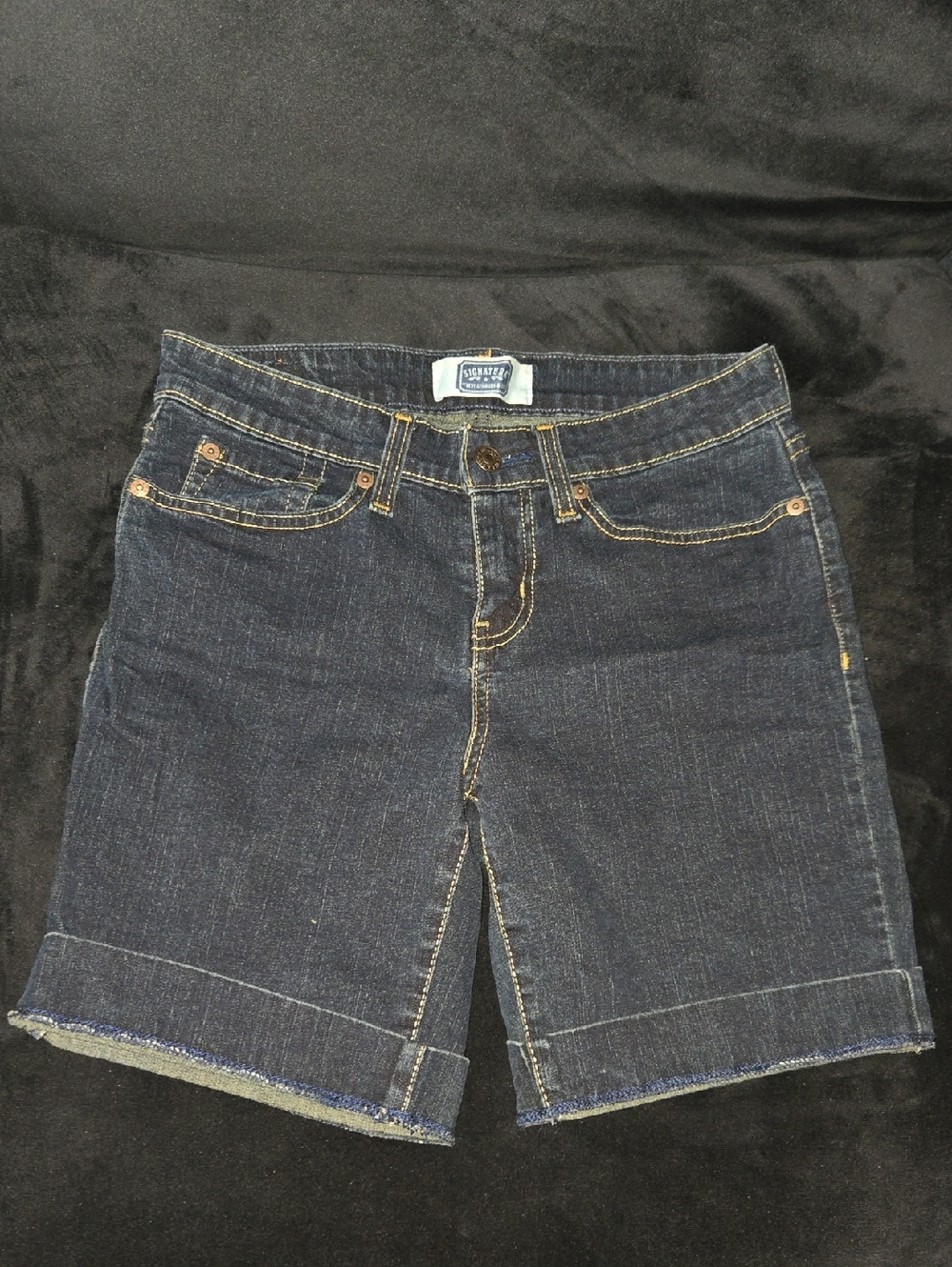 Signature by Levi Strauss Dark Blue Denim Jeans with Gold Stitching